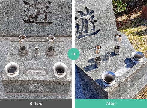 墓石コーティング Before After