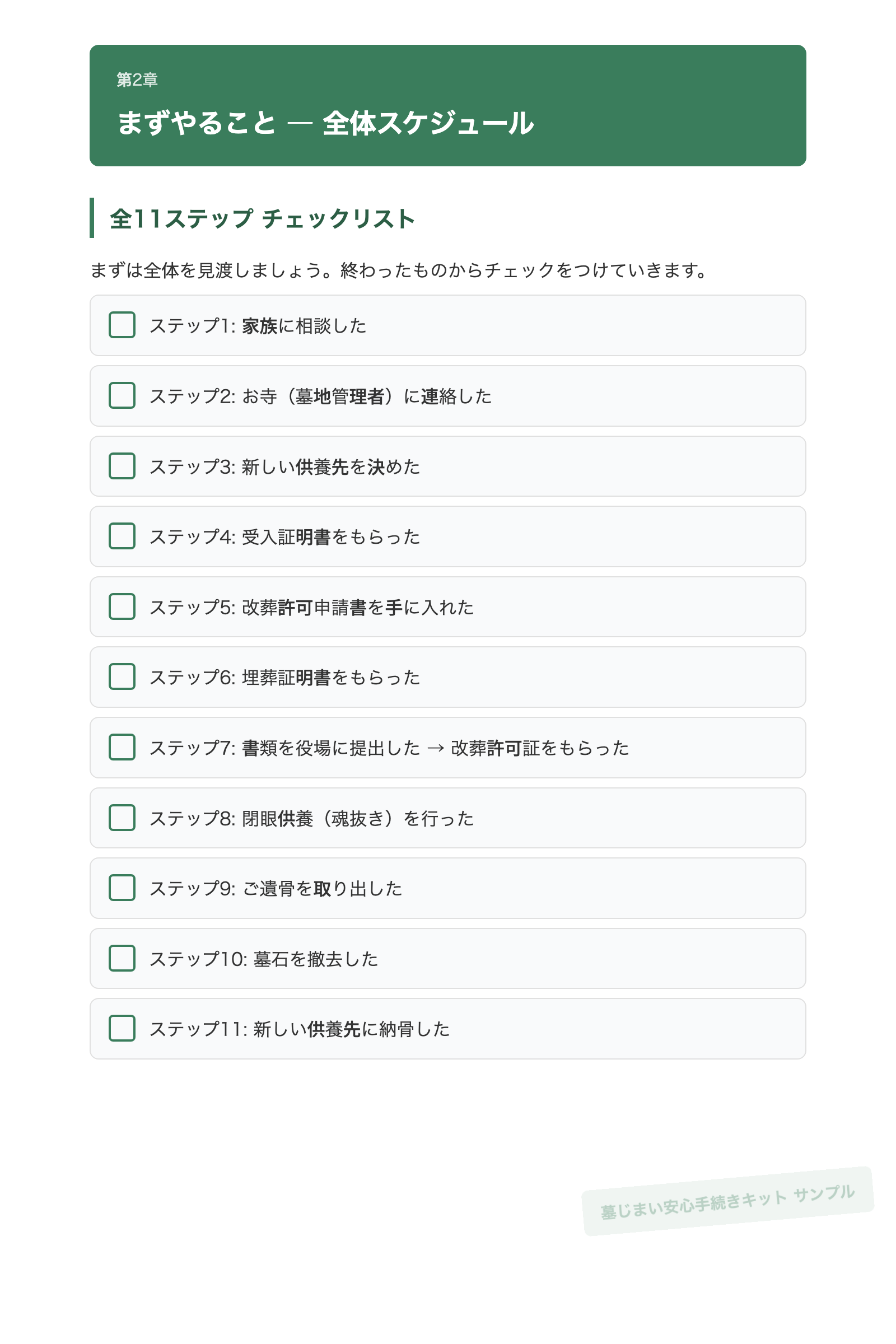 全11ステップチェックリスト